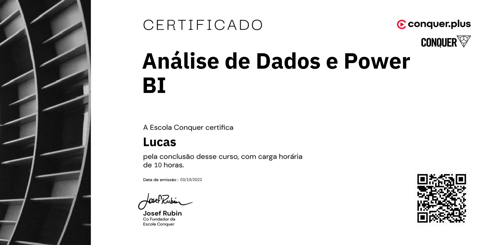 Certificado de Análise de Dados e Power BI