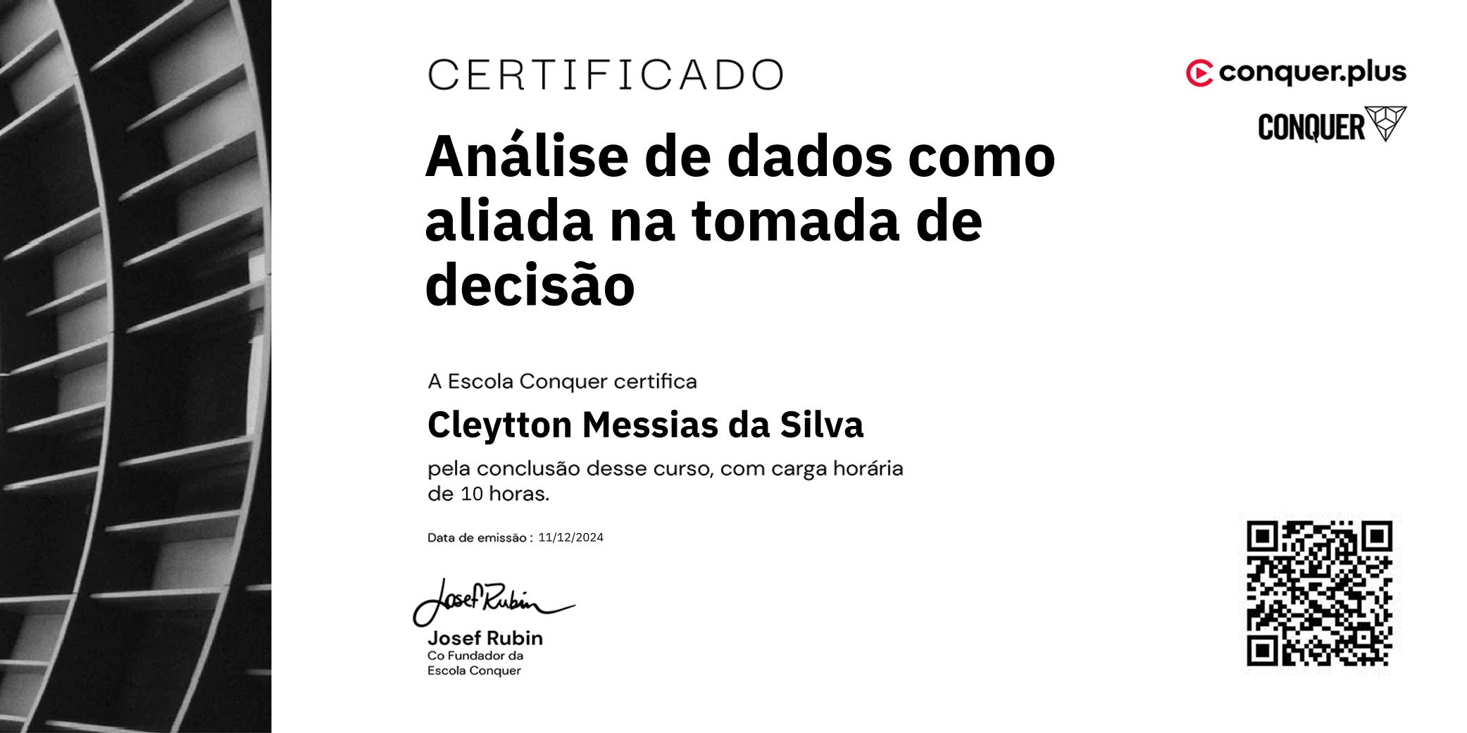 Certificado de Análise de dados como aliada na tomada de decisão