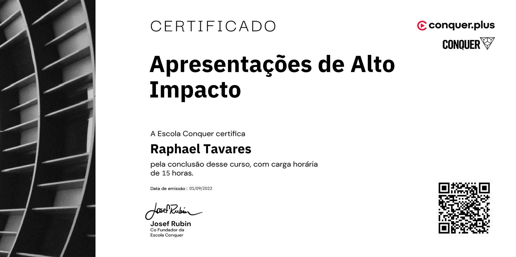Certificado de Apresentações de Alto Impacto
