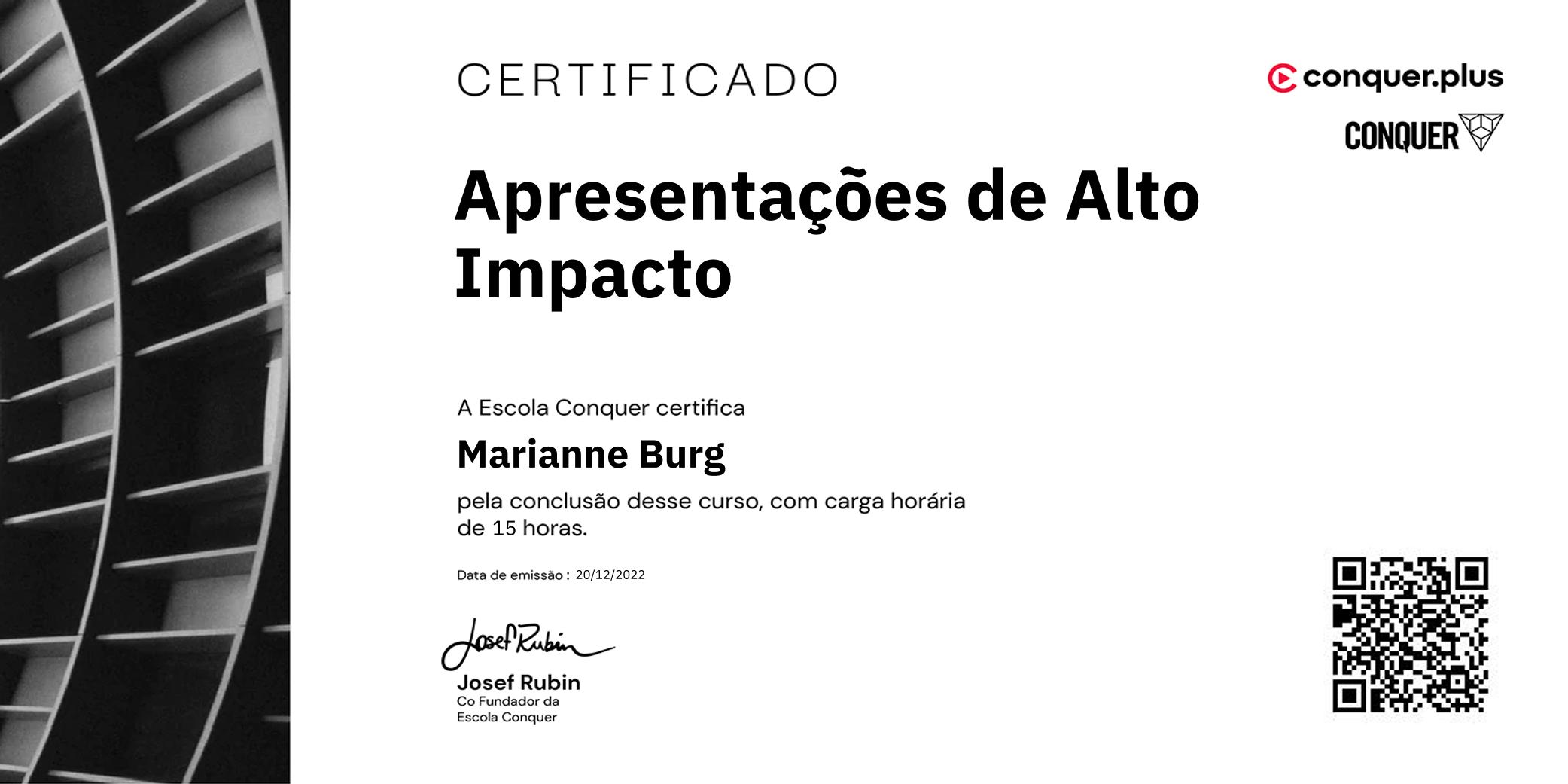 Certificado de Apresentações de Alto Impacto
