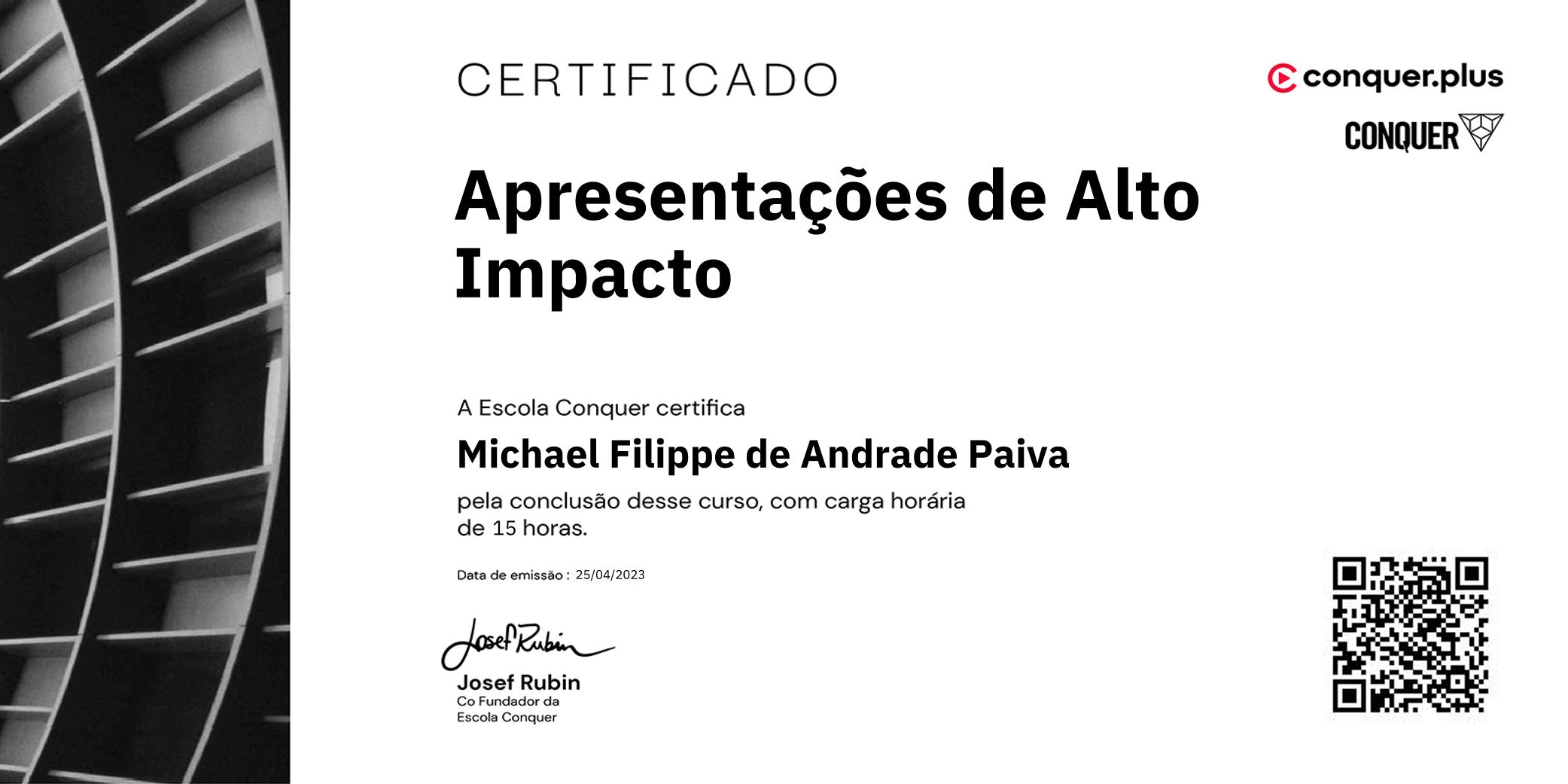 Certificado de Apresentações de Alto Impacto