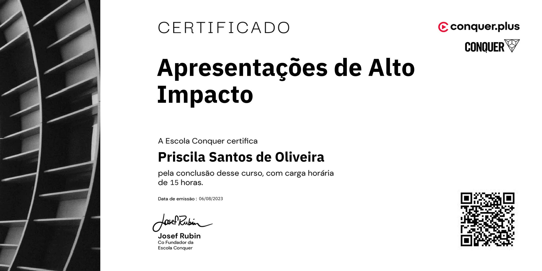 Certificado de Apresentações de Alto Impacto