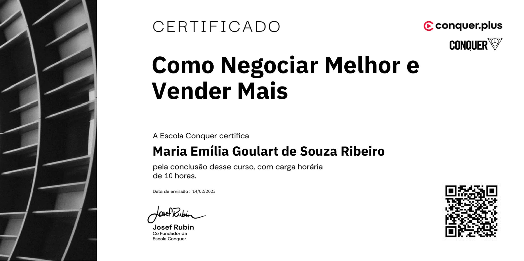 Certificado de Como Negociar Melhor e Vender Mais