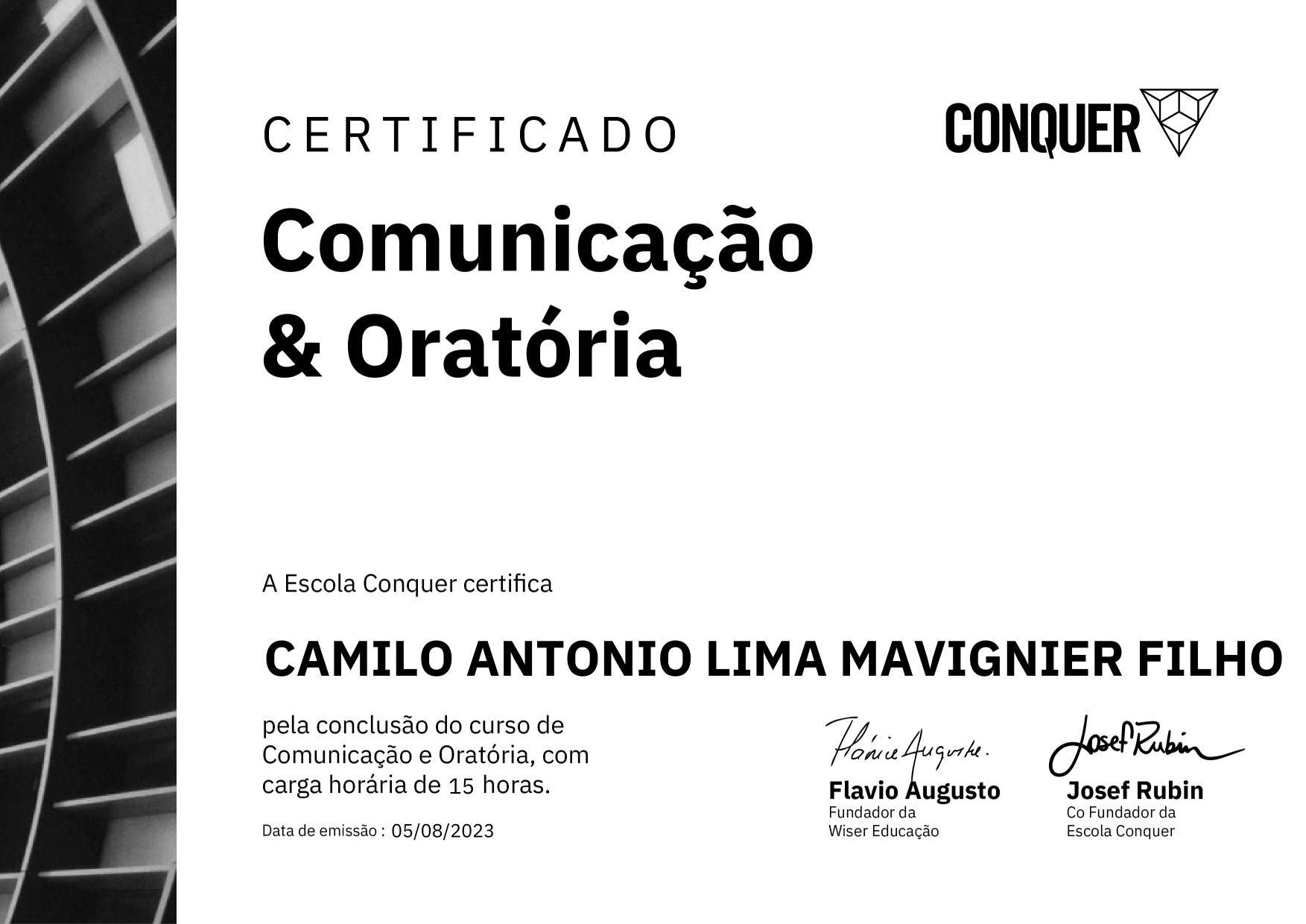 Certificado de Comunicação e Oratória - Comunicando com assertividade