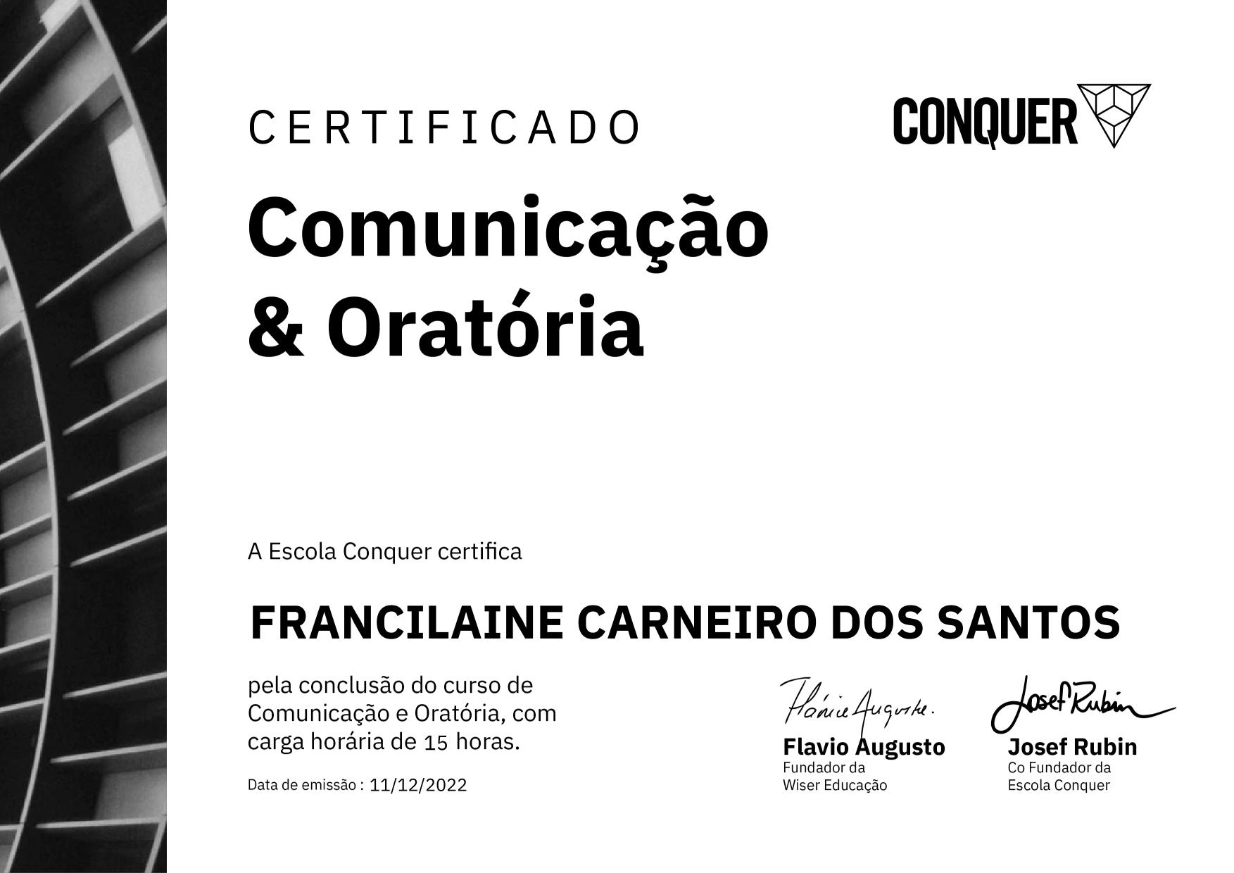 Certificado de Comunicação e Oratória - Destravando a sua comunicação