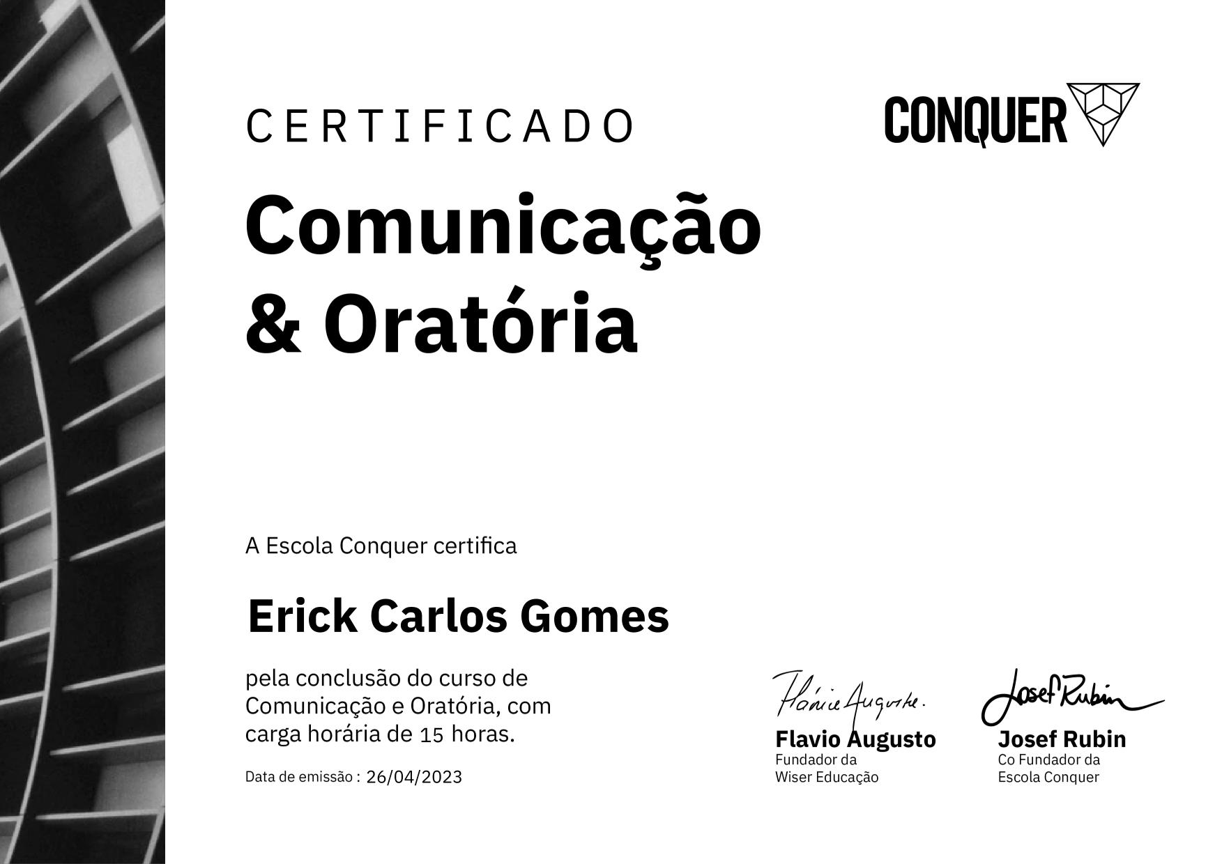 Certificado de Comunicação e Oratória - Destravando a sua comunicação