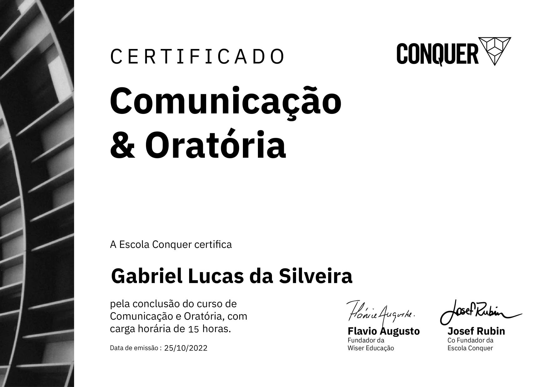 Certificado de Comunicação e Oratória - Hora do show!