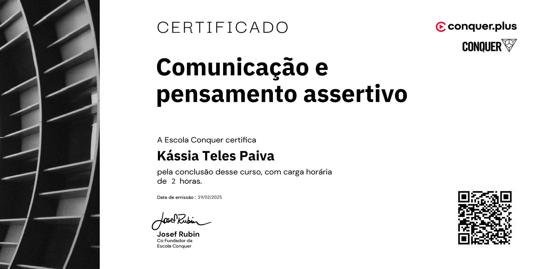 Certificado de Comunicação e pensamento assertivo