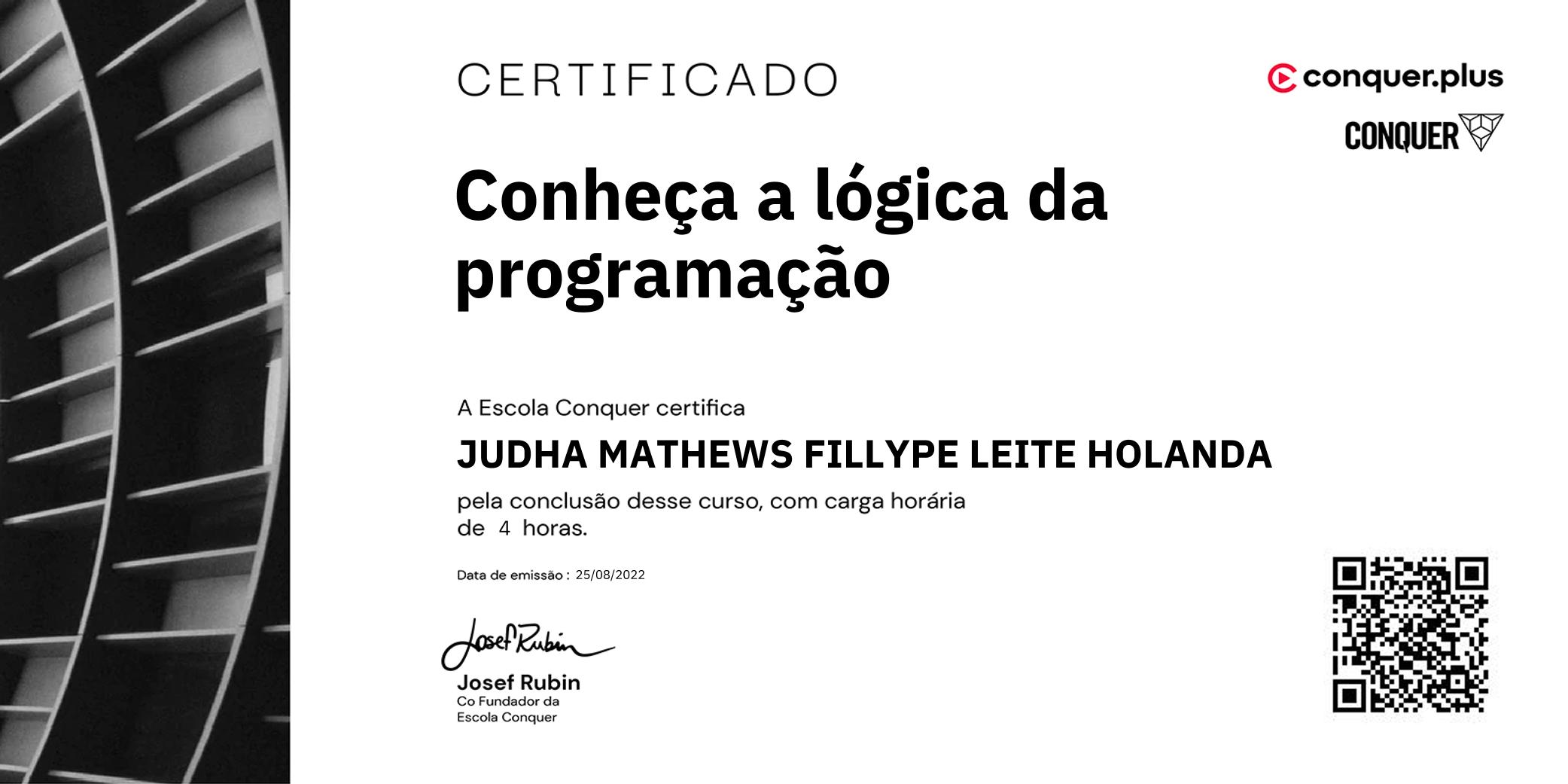 Certificado de Conheça a lógica da programação