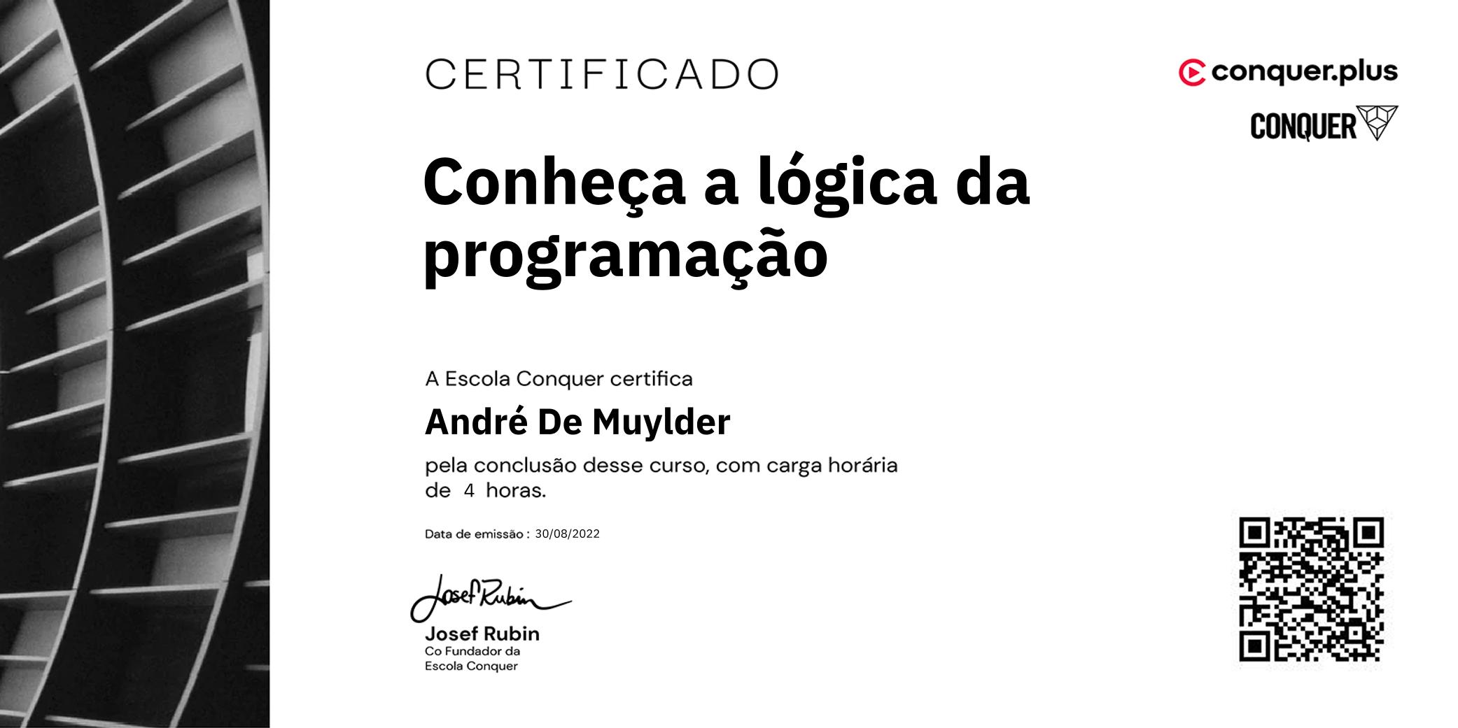 Certificado de Conheça a lógica da programação