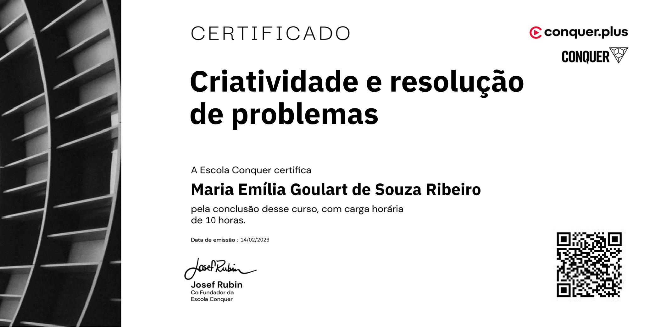Certificado de Criatividade e resolução de problemas