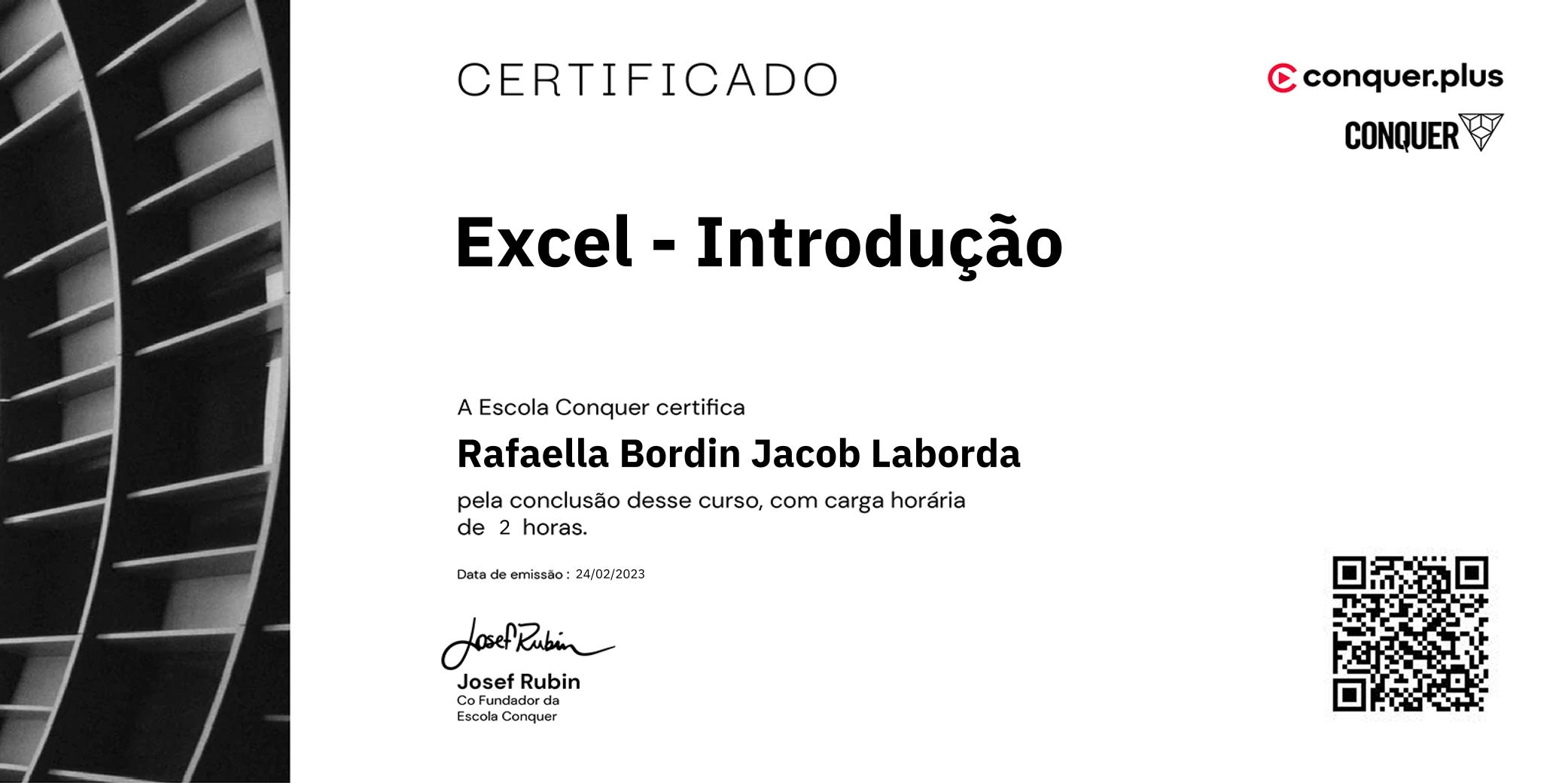 Certificado de Excel - Introdução