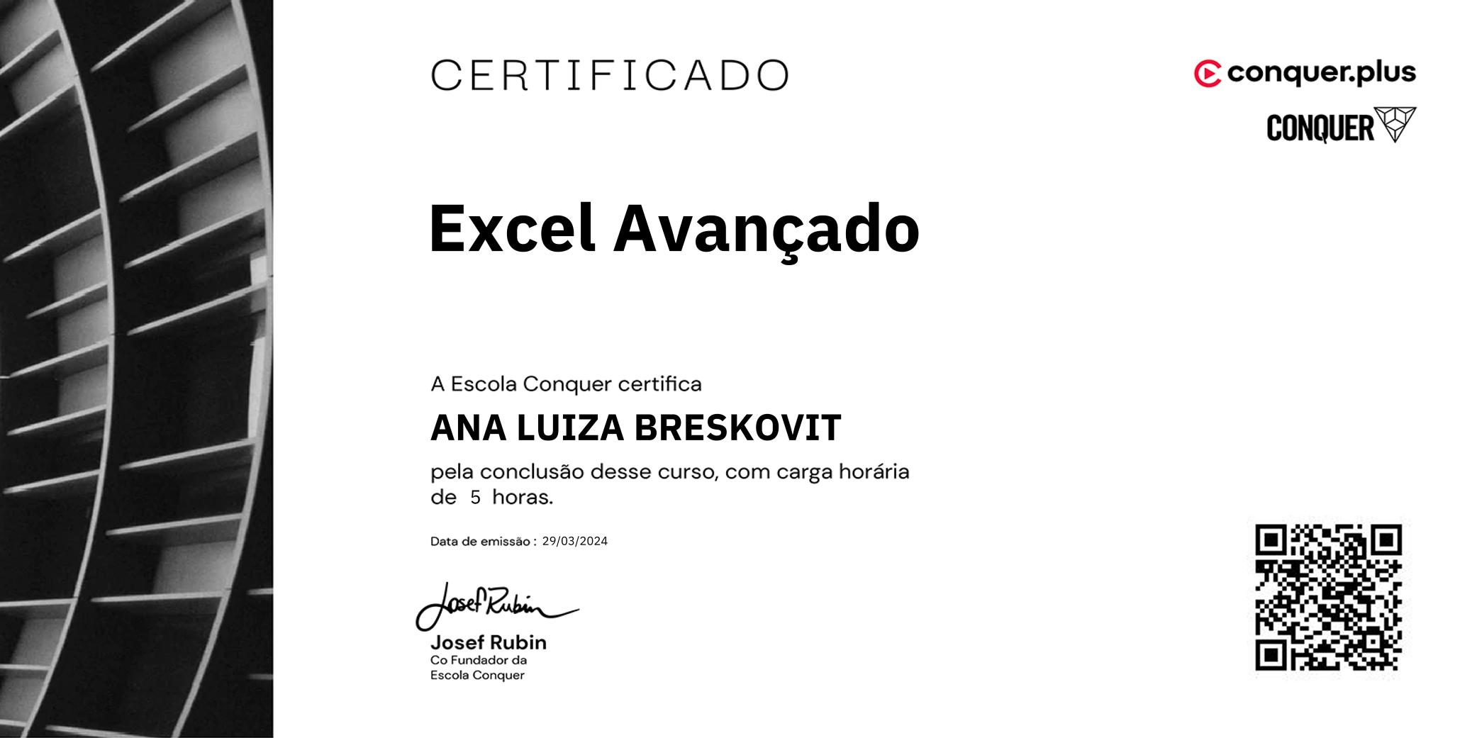 Certificado de Excel Avançado