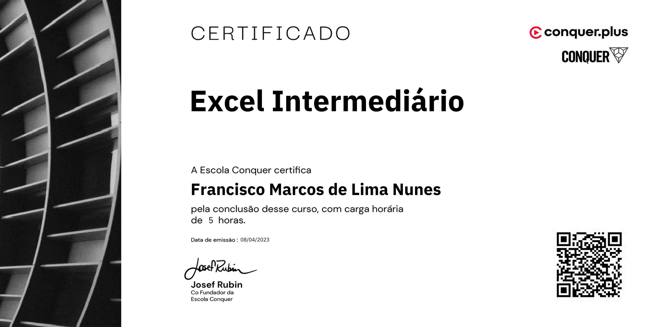 Certificado de Excel Intermediário
