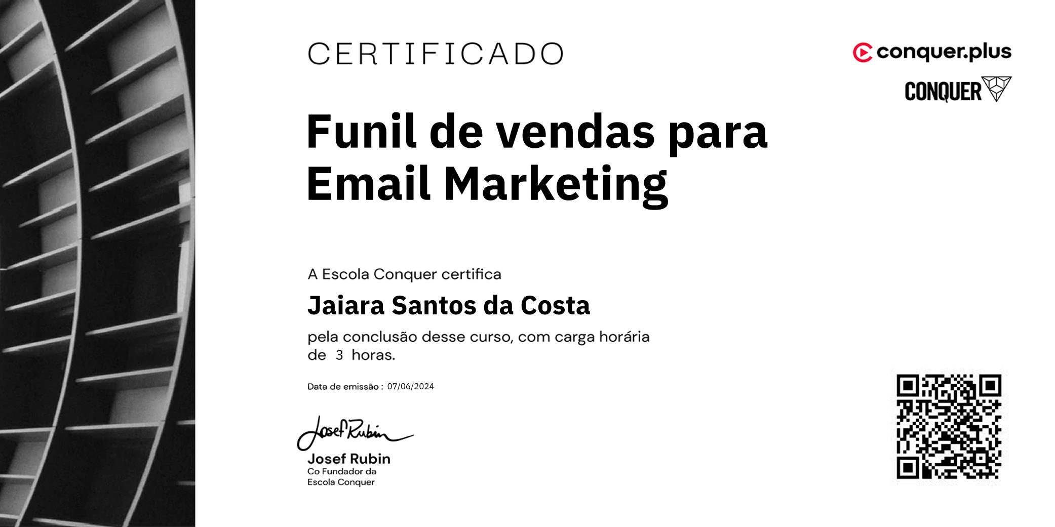 Certificado de Funil de vendas para Email Marketing