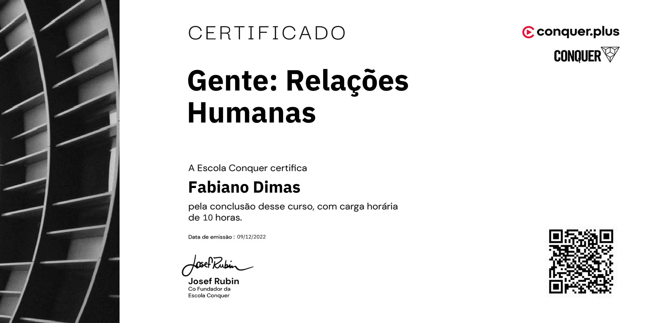 Certificado de Gente: Relações Humanas