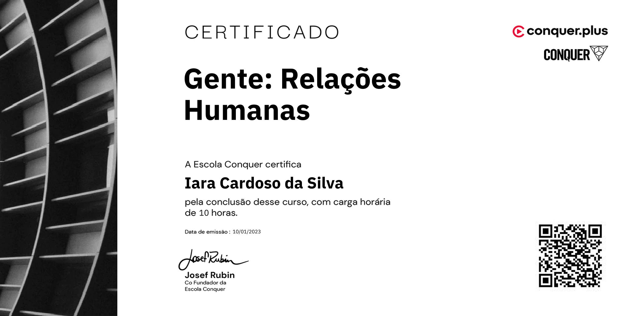 Certificado de Gente: Relações Humanas