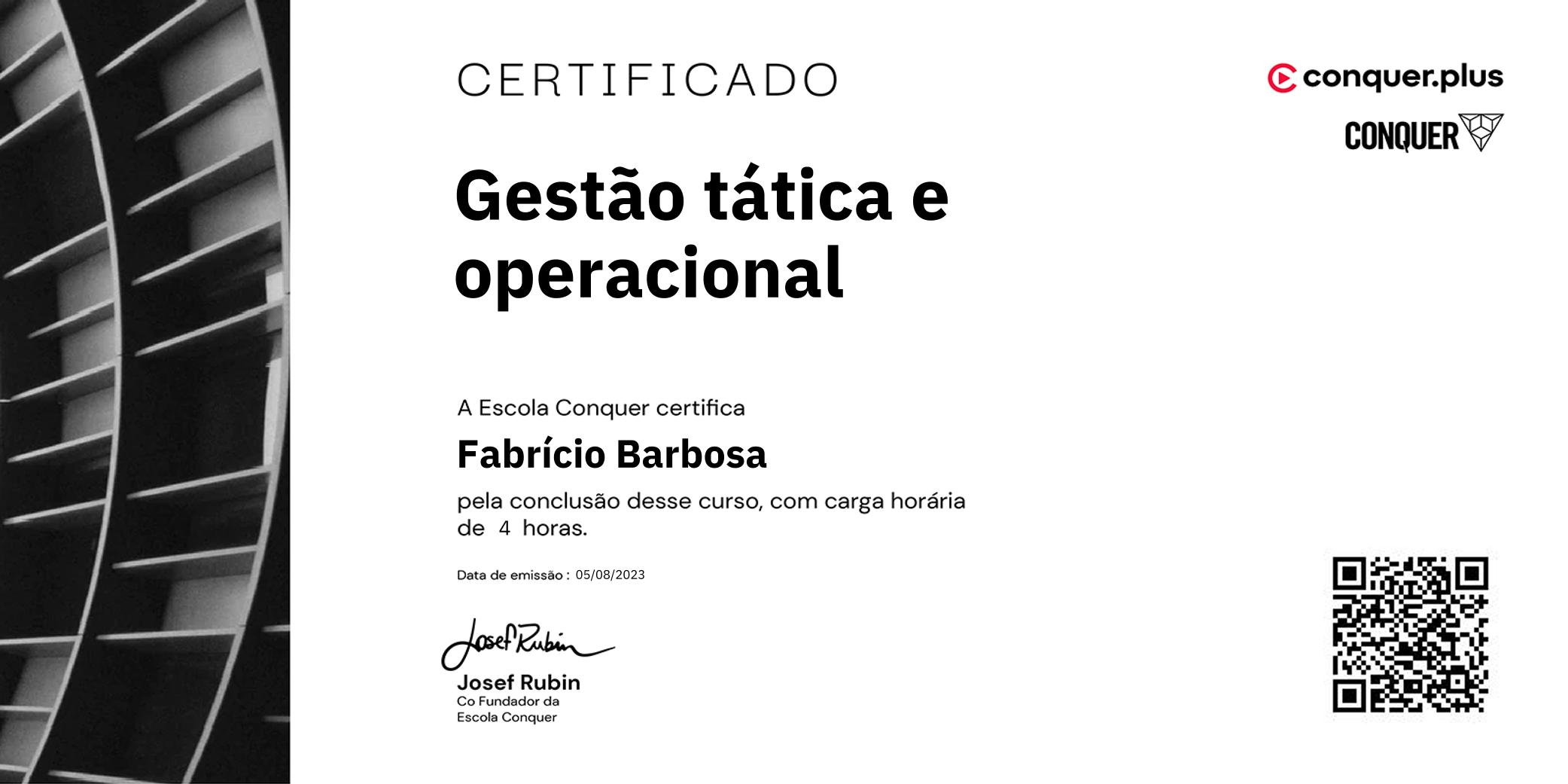 Certificado de Gestão tática e operacional