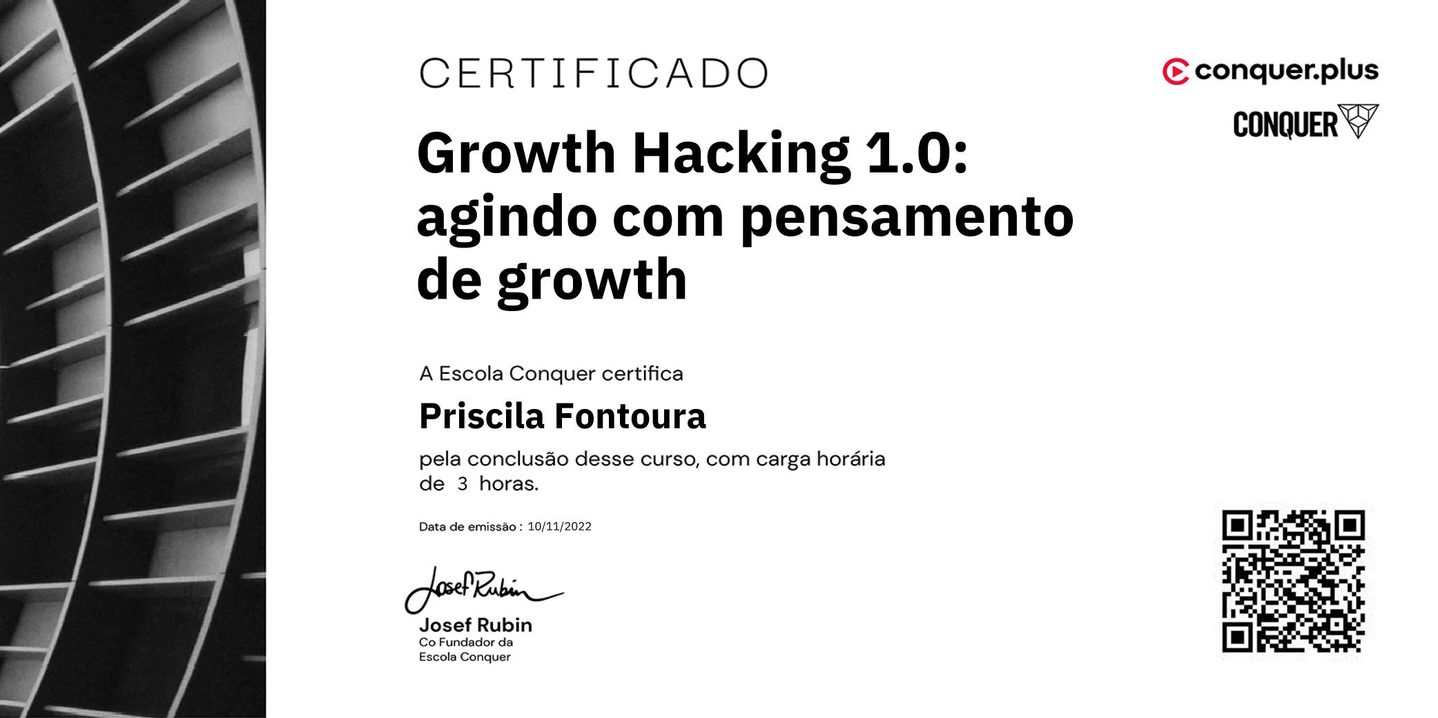 Certificado de Growth Hacking 1.0: agindo com pensamento de growth