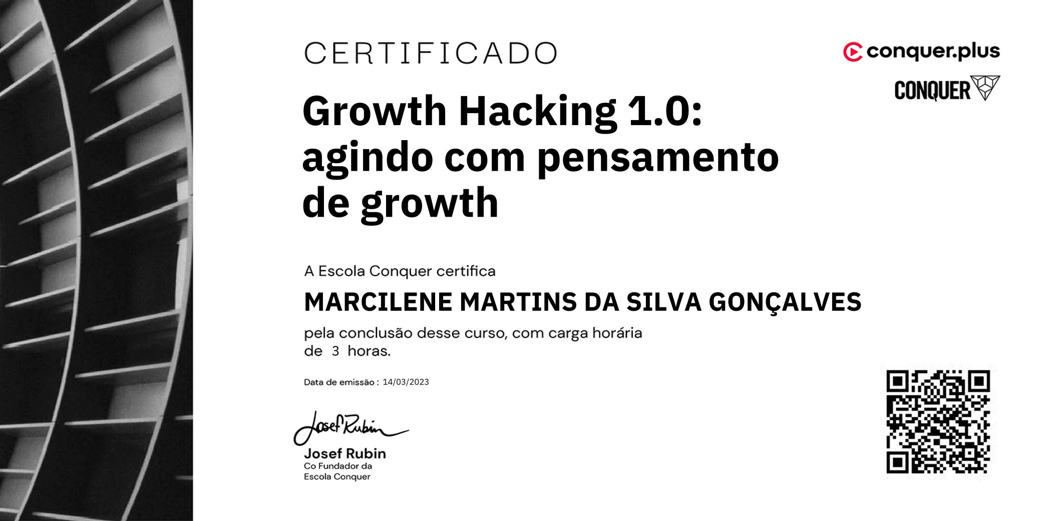 Certificado de Growth Hacking 1.0: agindo com pensamento de growth