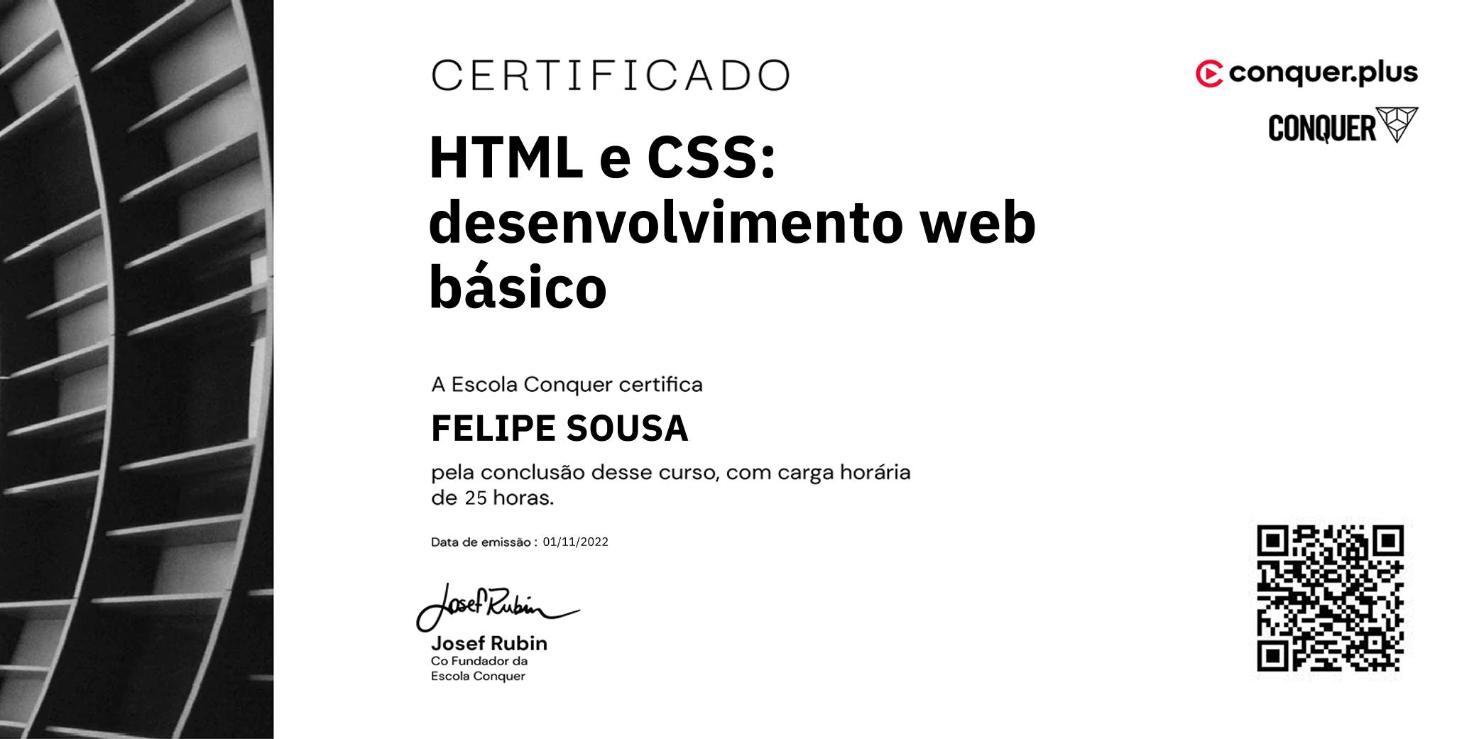 Certificado de HTML e CSS: desenvolvimento web básico