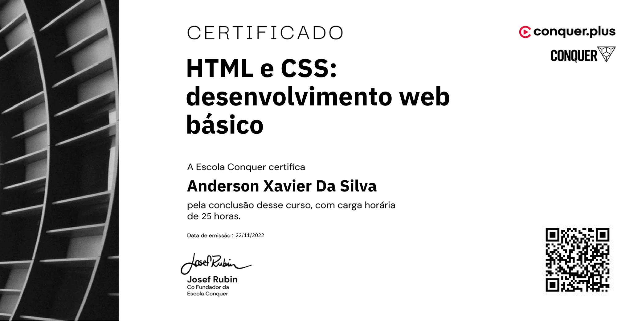 Certificado de HTML e CSS: desenvolvimento web básico