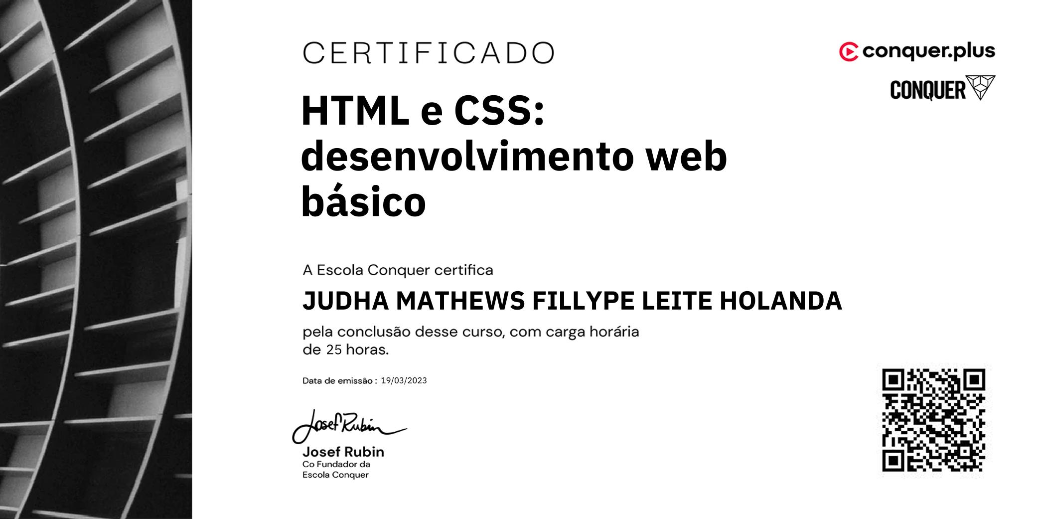 Certificado de HTML e CSS: desenvolvimento web básico