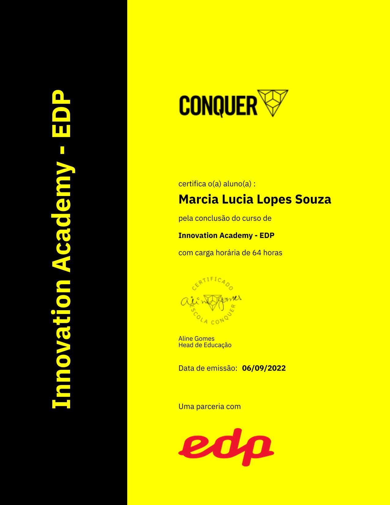 Certificado de Innovation Academy - EDP