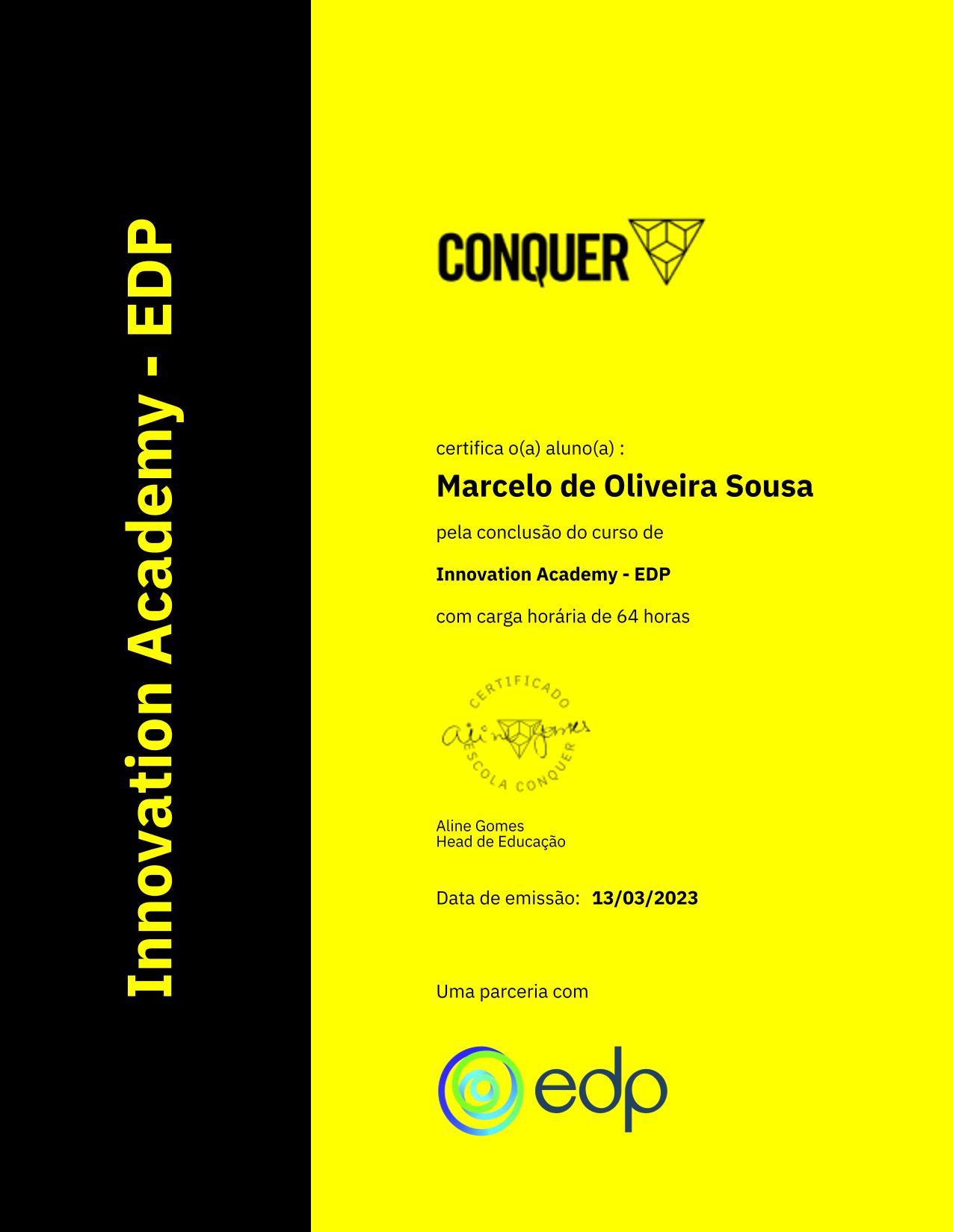 Certificado de Innovation Academy - EDP