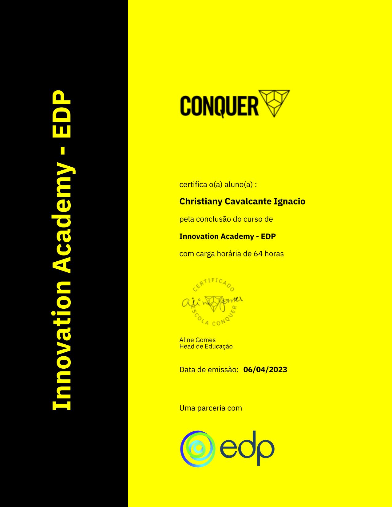 Certificado de Innovation Academy - EDP