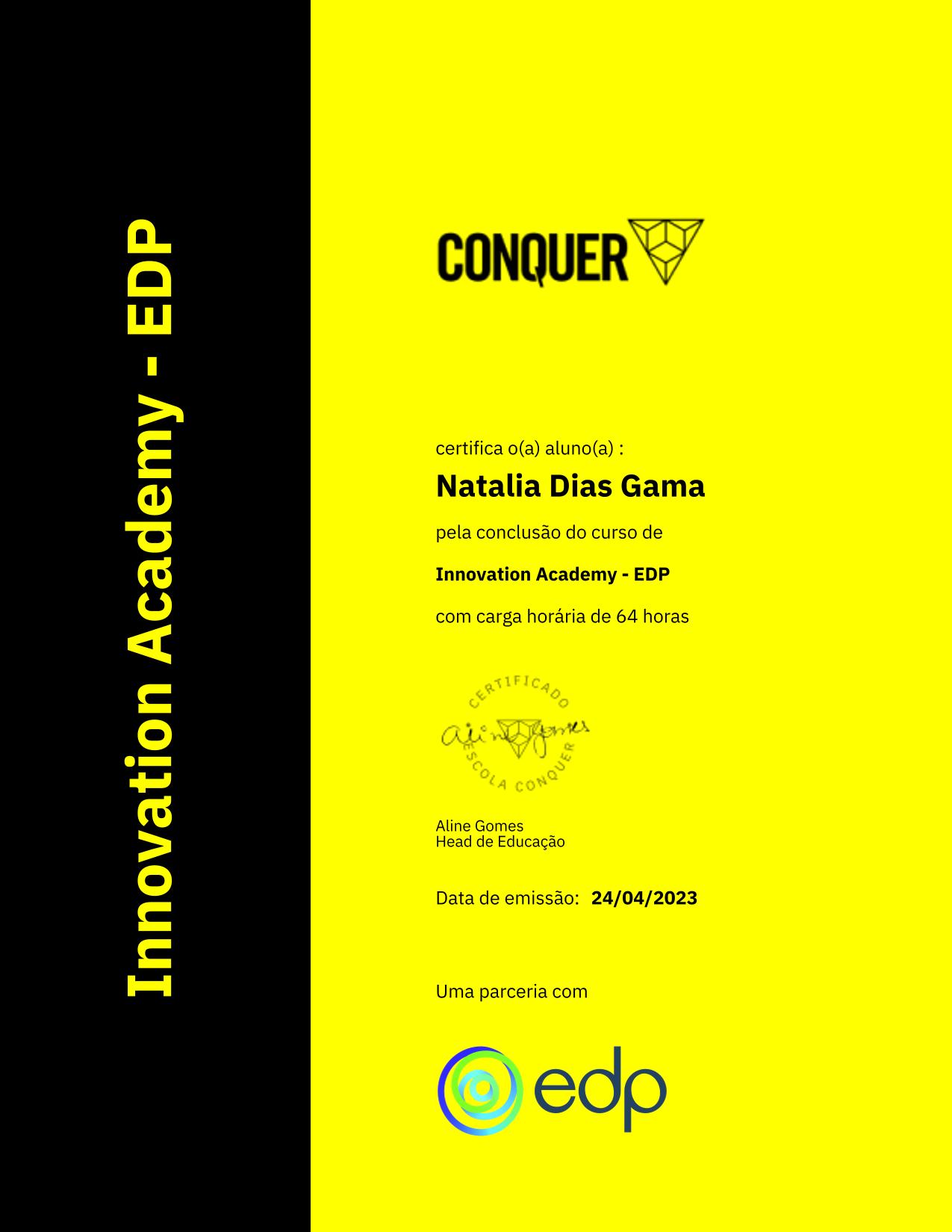 Certificado de Innovation Academy - EDP
