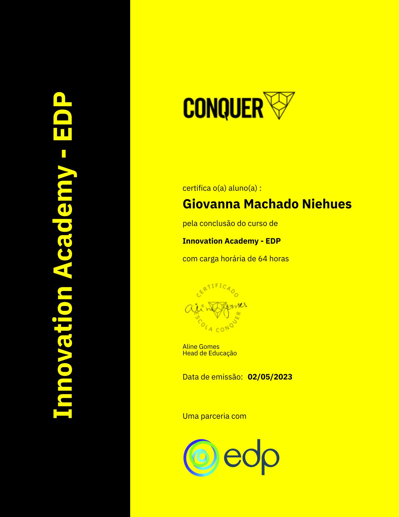 Certificado de Innovation Academy - EDP