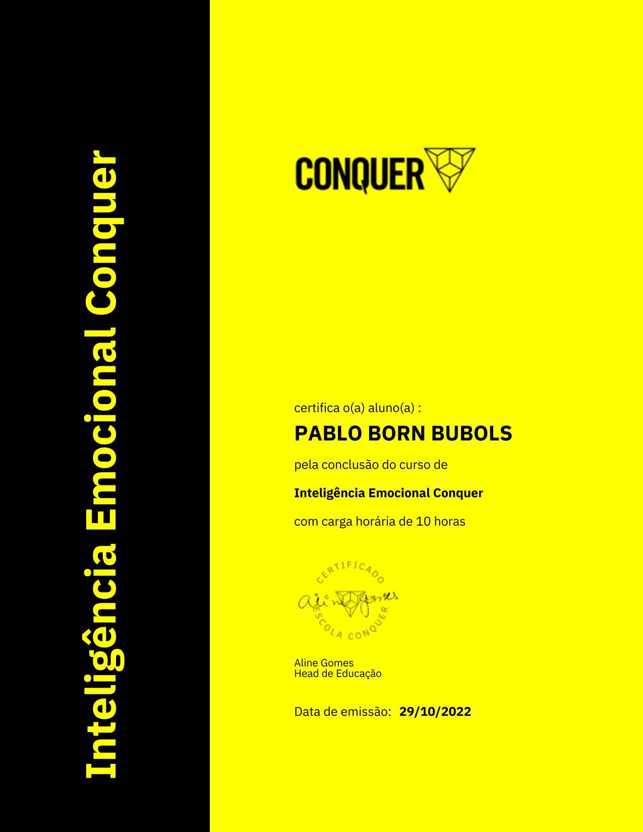 Certificado de Inteligência Emocional Conquer