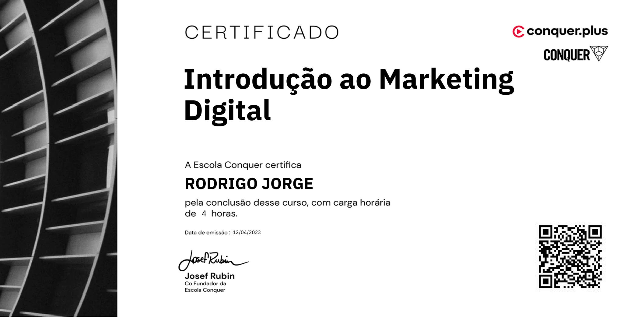 Certificado de Introdução ao Marketing Digital