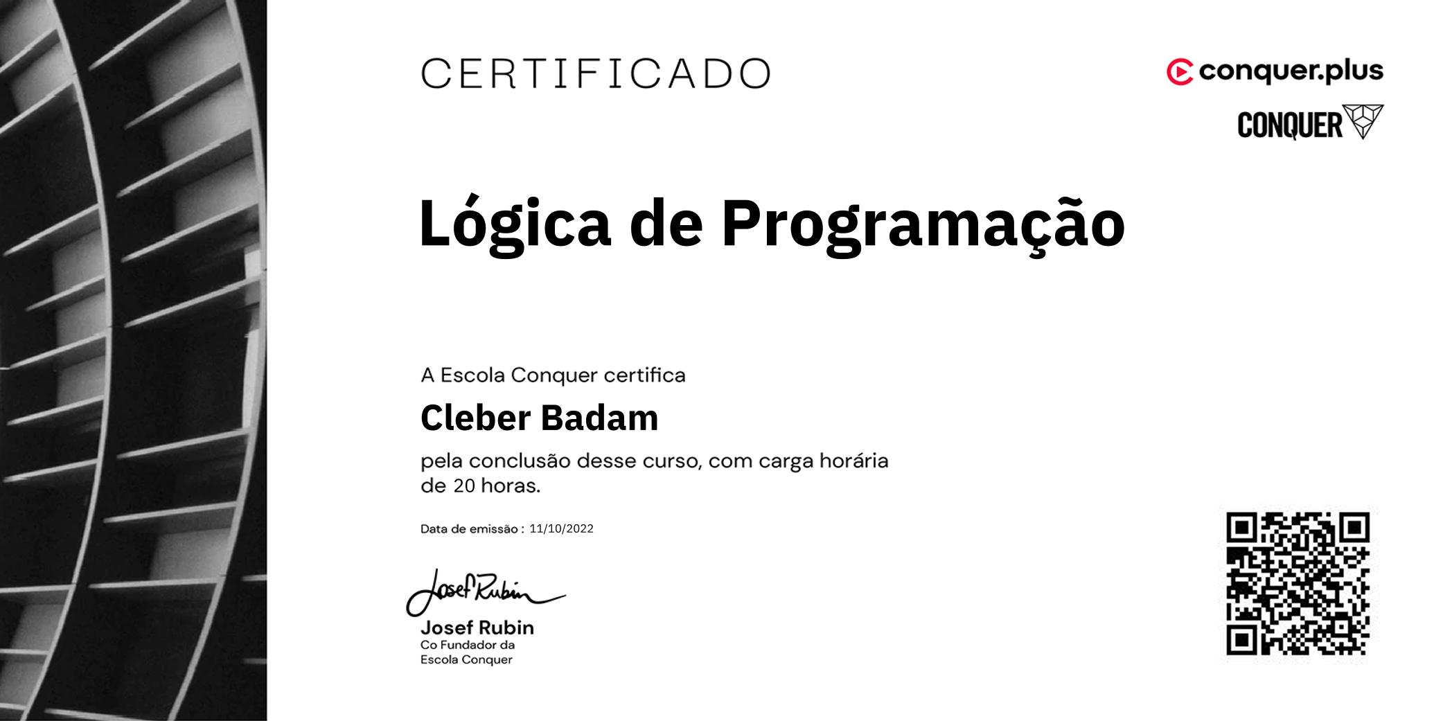 Certificado de Lógica de Programação