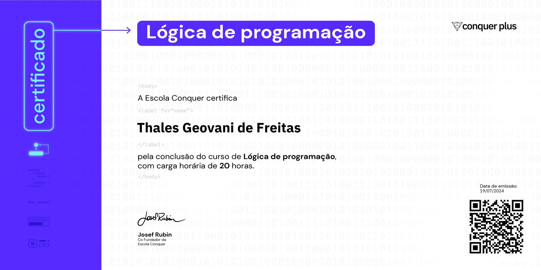 Certificado de Lógica de Programação