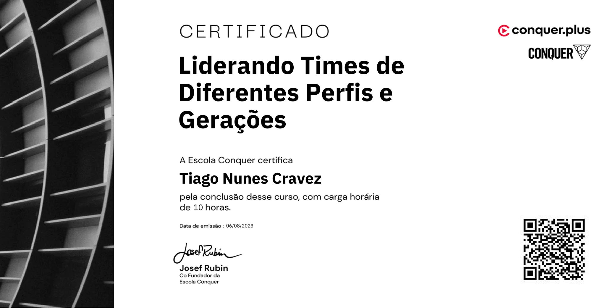 Certificado de Liderando Times de Diferentes Perfis e Gerações