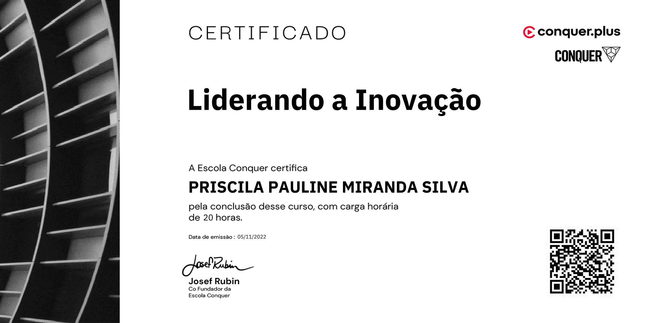 Certificado de Liderando a Inovação