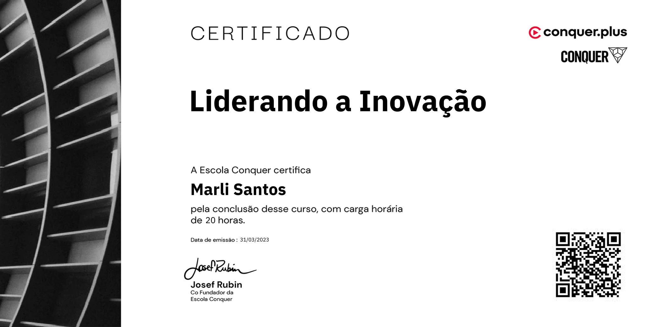Certificado de Liderando a Inovação