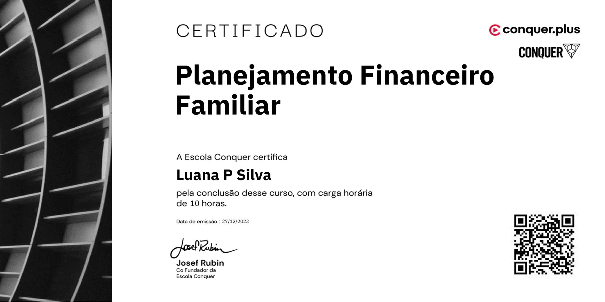 Certificado de Planejamento Financeiro Familiar