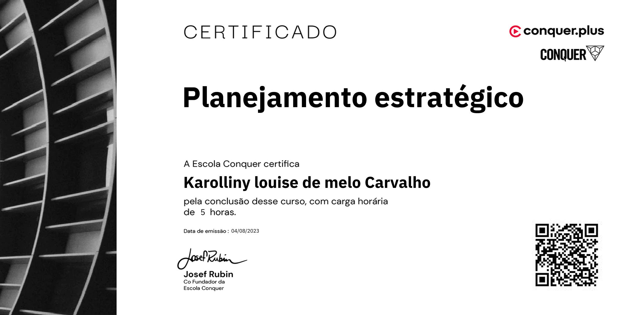 Certificado de Planejamento estratégico