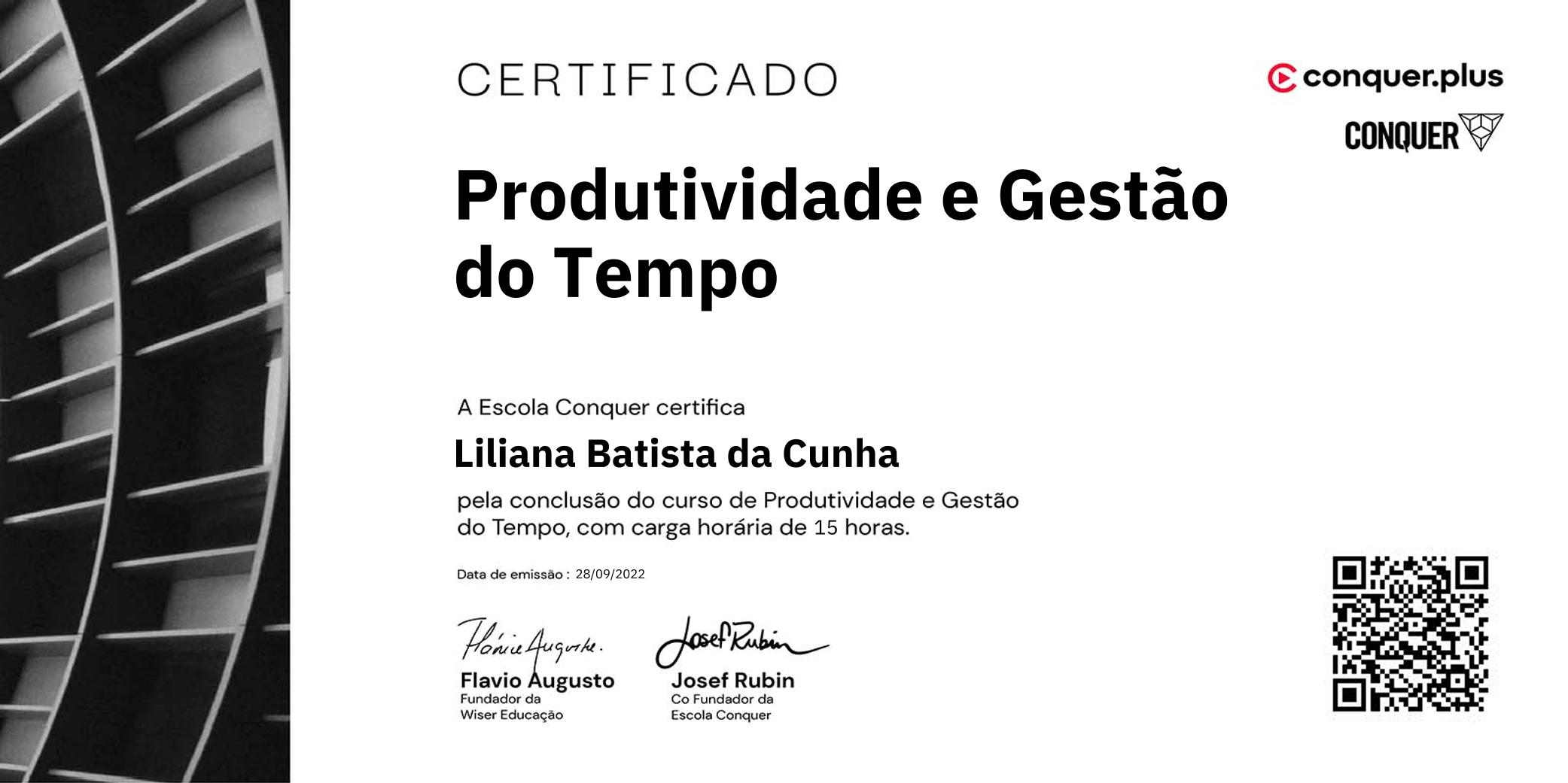 Certificado de Produtividade e Gestão do Tempo