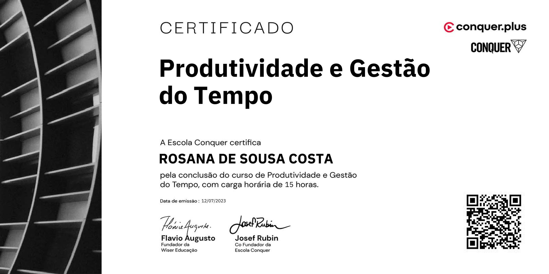 Certificado de Produtividade e Gestão do Tempo