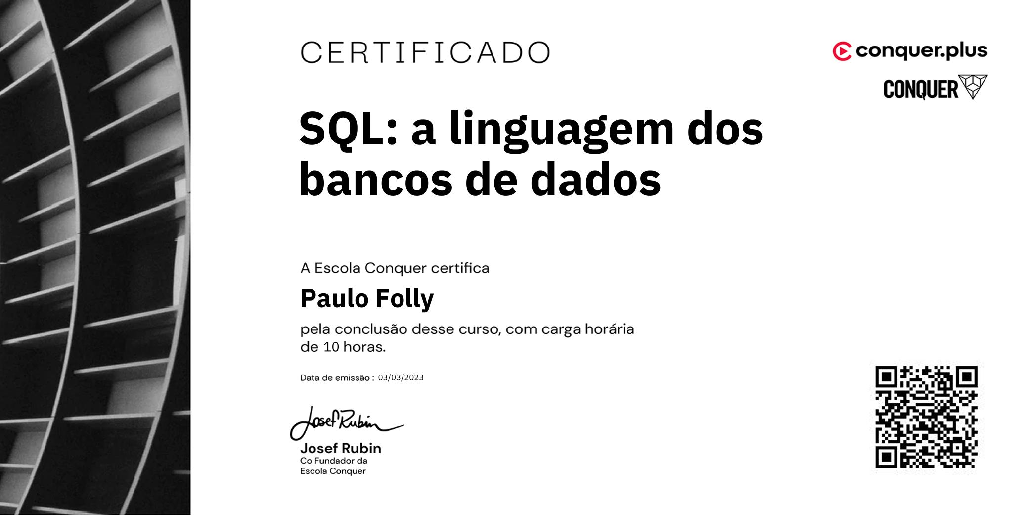 Certificado de SQL: a linguagem dos bancos de dados