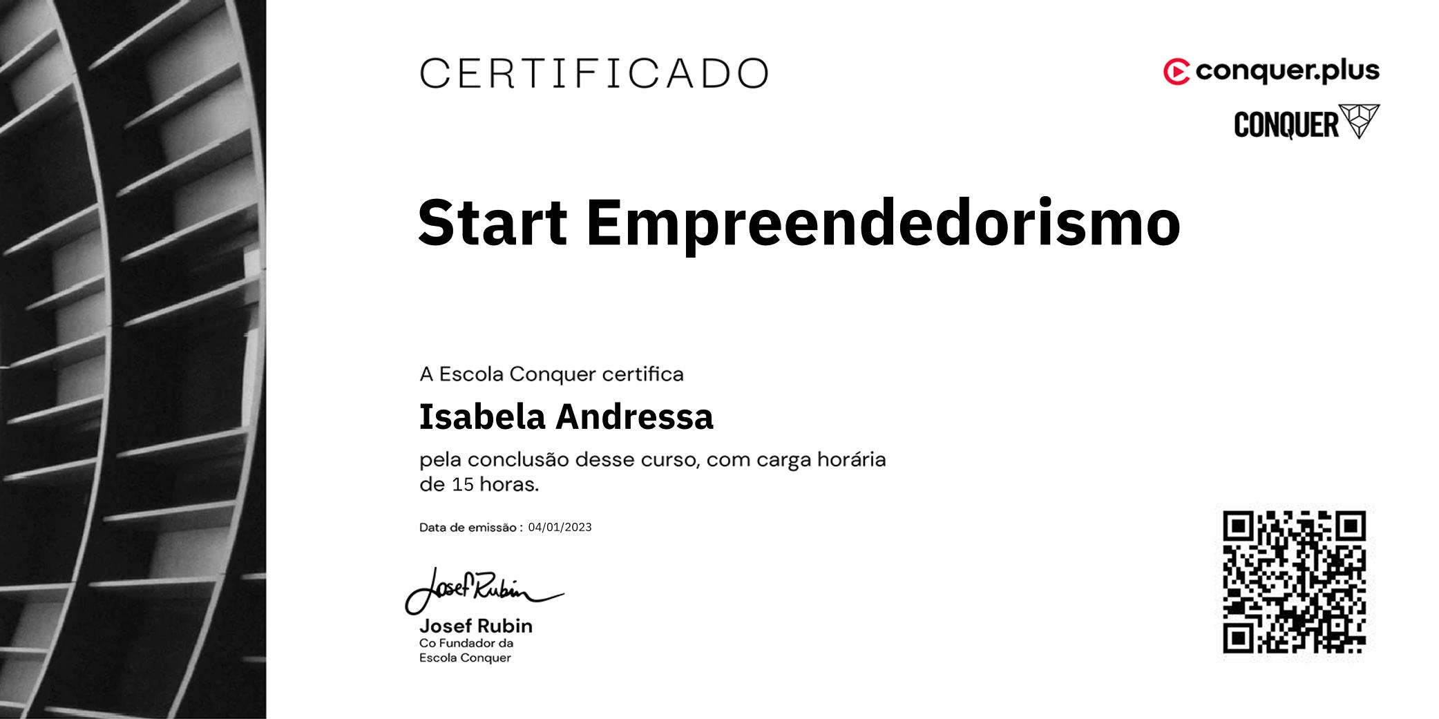Certificado de Start Empreendedorismo