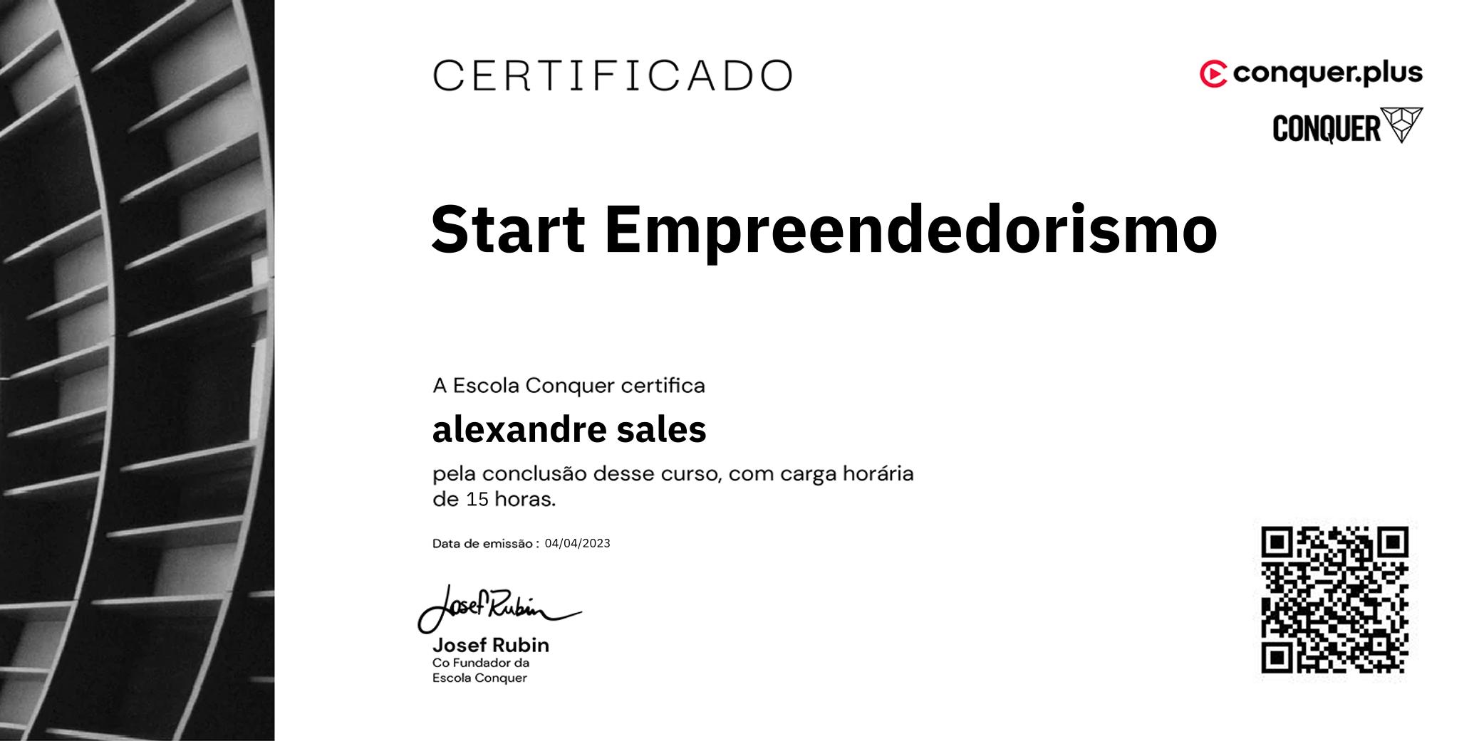 Certificado de Start Empreendedorismo
