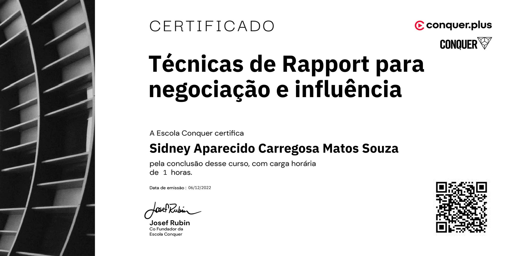 Certificado de Técnicas de Rapport para negociação e influência