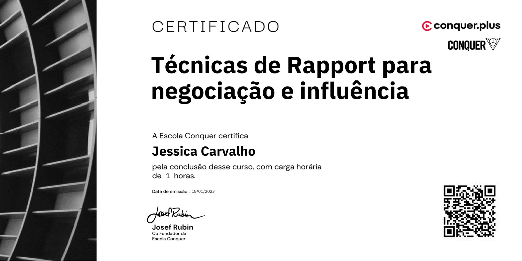Certificado de Técnicas de Rapport para negociação e influência