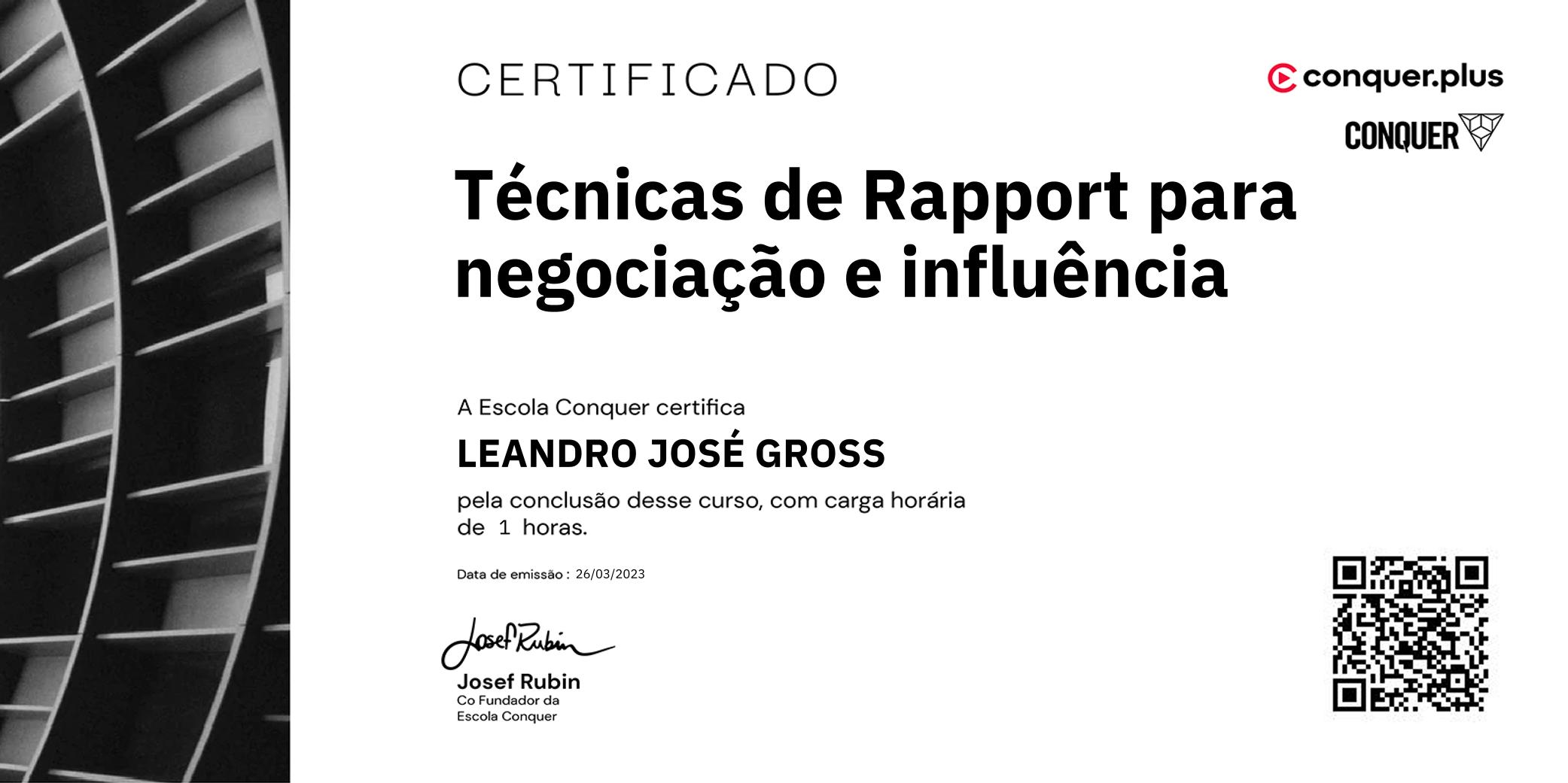 Certificado de Técnicas de Rapport para negociação e influência