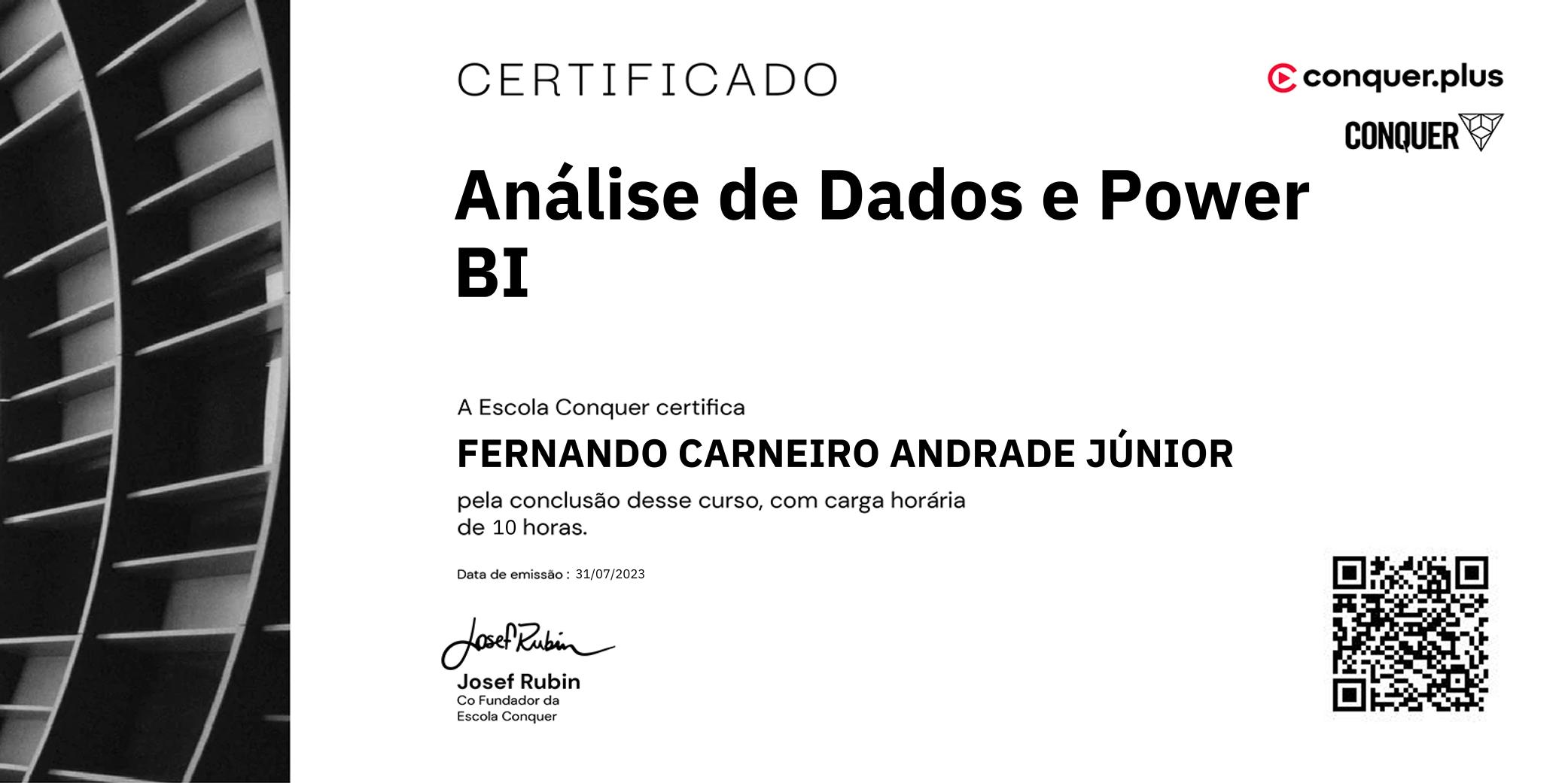 Certificado de Análise de Dados e Power BI